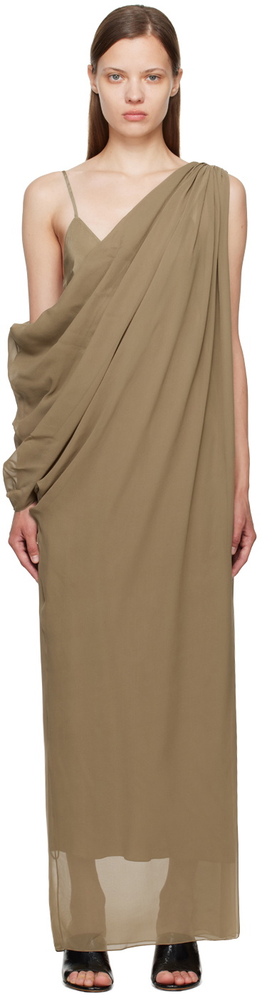 khaite brown dress Cozy Knit Maxi dress with Matching Scarf S/M / Brown main image 1