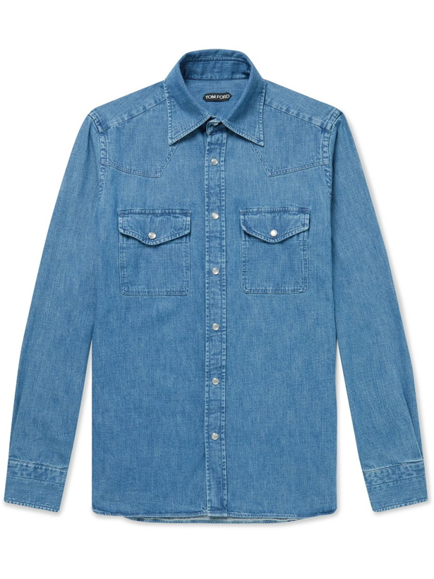 Photo: TOM FORD - Slim-Fit Western Denim Shirt - Blue