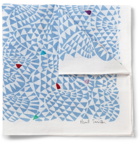 Paul Smith - Embroidered Printed Cotton-Voile Pocket Square - Blue