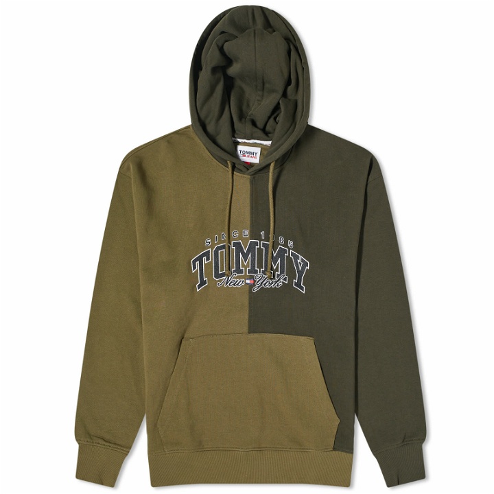 Photo: Tommy Jeans Men's Two Tone Popover Hoodie in Green