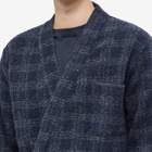 Universal Works Men's Check Wool Fleece Kyoto Work Jacket in Navy
