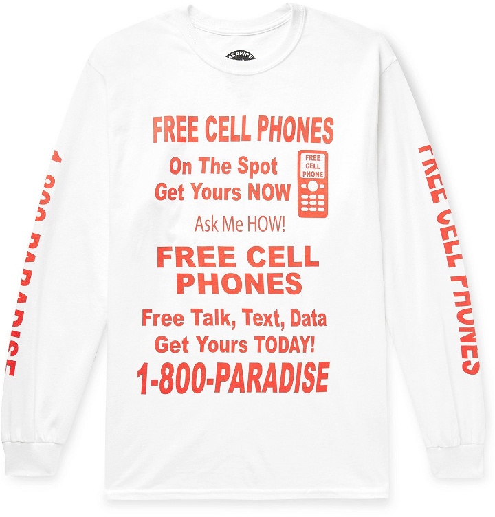 Photo: PARADISE - Free Cell Phones Printed Cotton-Jersey T-Shirt - White