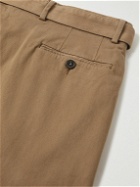 Officine Générale - Tapered Belted Stretch Cotton-Blend Twill Suit Trousers - Brown