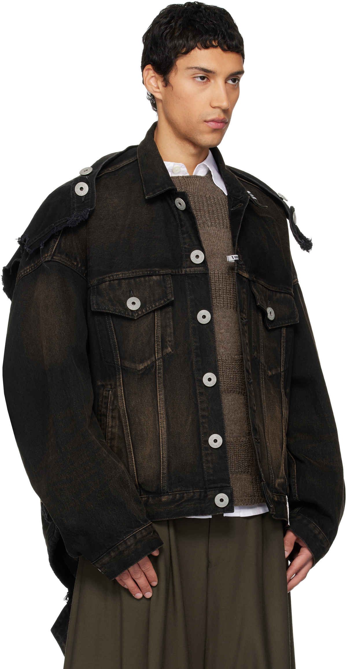 Maison MIHARA YASUHIRO Black Deconstructed Denim Jacket