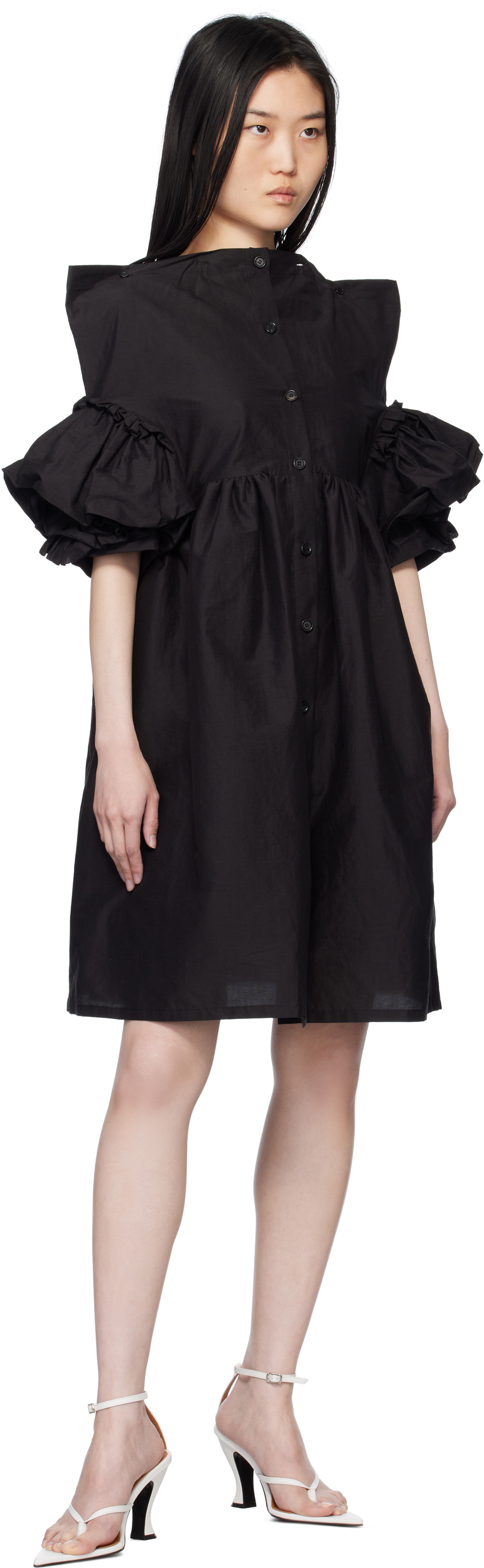 Pushbutton Black Square Minidress