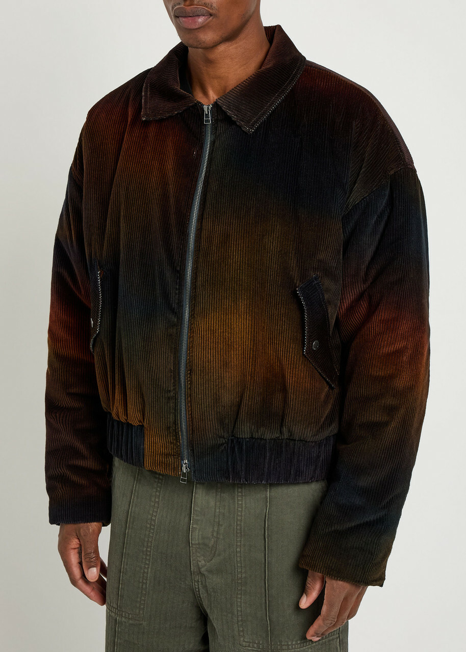 The Elder Statesman Ombre Quilted Corduroy Jacket Dark Blue
