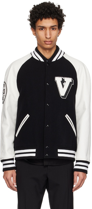 Photo: Valentino Black Paneled Bomber Jacket