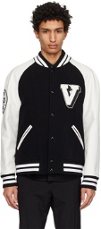 Valentino Black Paneled Bomber Jacket