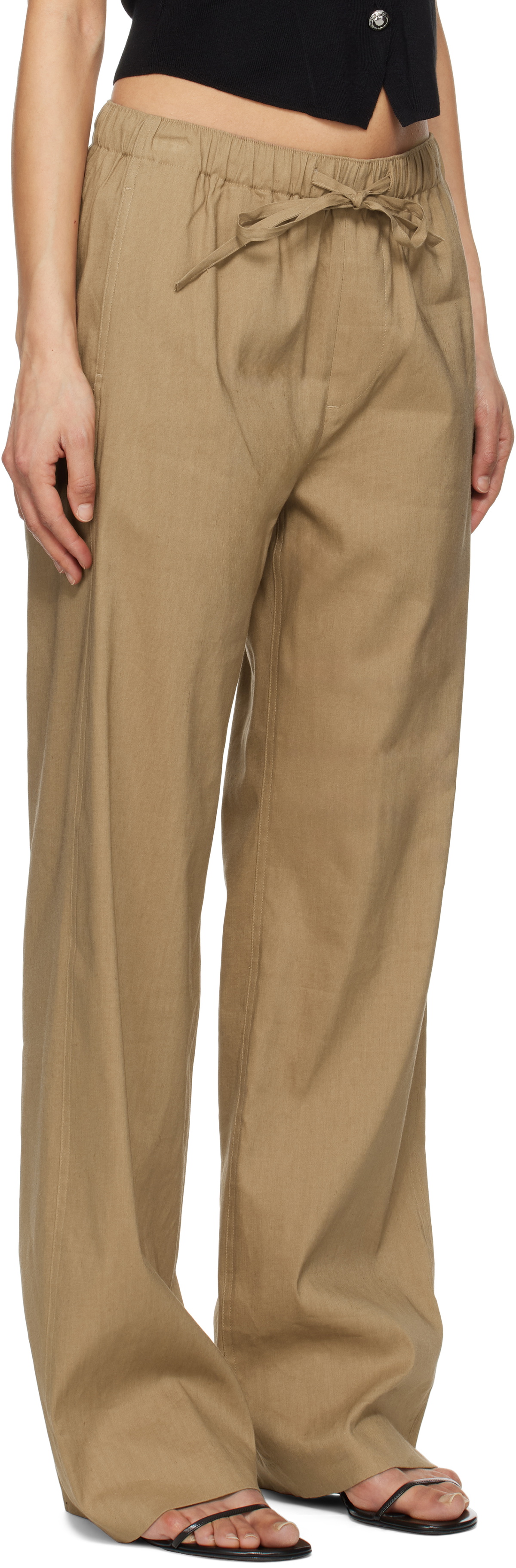 rag & bone Tan Logan Linen-Blend Beach Lounge Pants