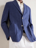 Eleventy - Stretch-Linen, Wool and Silk-Blend Suit Jacket - Blue