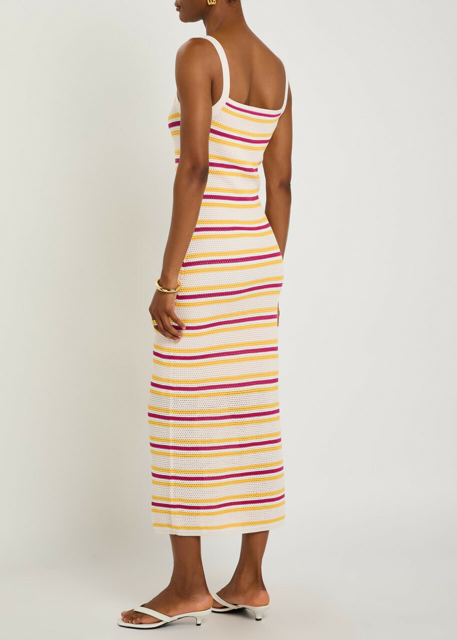 Simkhai Connelly Striped Open-knit Midi Dress Multicoloured