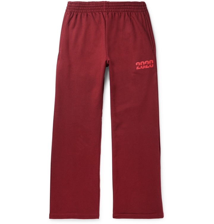 Photo: Martine Rose - Wide-Leg Logo-Print Loopback Cotton-Jersey Sweatpants - Red