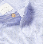 Paul Smith - Grandad-Collar Striped Textured-Cotton Shirt - Men - Light blue