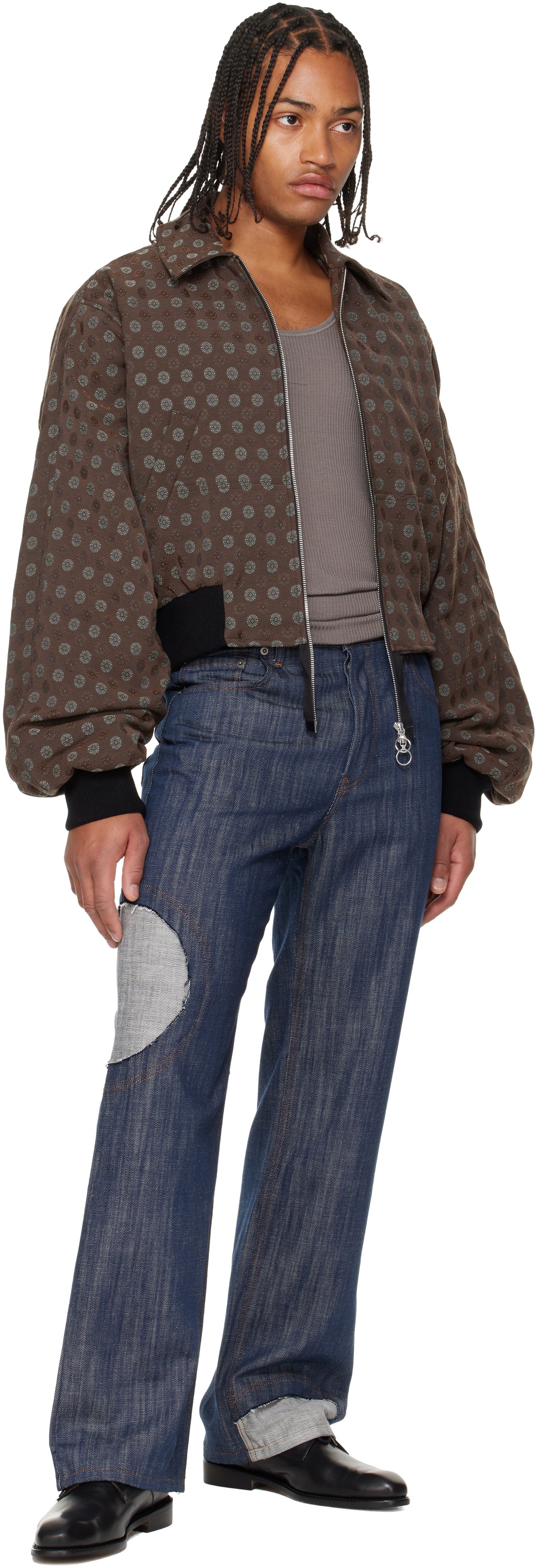 Edward Cuming Brown Bottom-Heavy Bomber Jacket