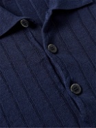 Barena - Pevaron Ribbed Linen and Cotton-Blend Polo Shirt - Blue