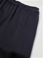 SAINT LAURENT - Straight-Leg Piped Satin-Jersey Sweatpants - Blue