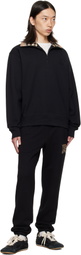 Burberry Black Check Collar Half-Zip Sweatshirt