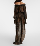 Blumarine Asymmetric ruffled printed miniskirt