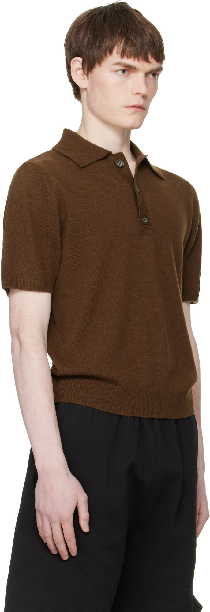 Entire Studios Brown Short Sleeve Knit Polo