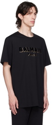 Balmain Black Flocked T-Shirt