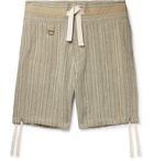 Nicholas Daley - Wide-Leg Striped Waxed-Linen Drawstring Shorts - Green