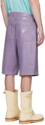 GUESS USA Purple Cracked Leather Shorts