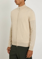 Aurélien Full zip Knit Merino Wool Jumper Light Brown