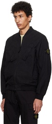 Stone Island Black Garment-Dyed Bomber Jacket