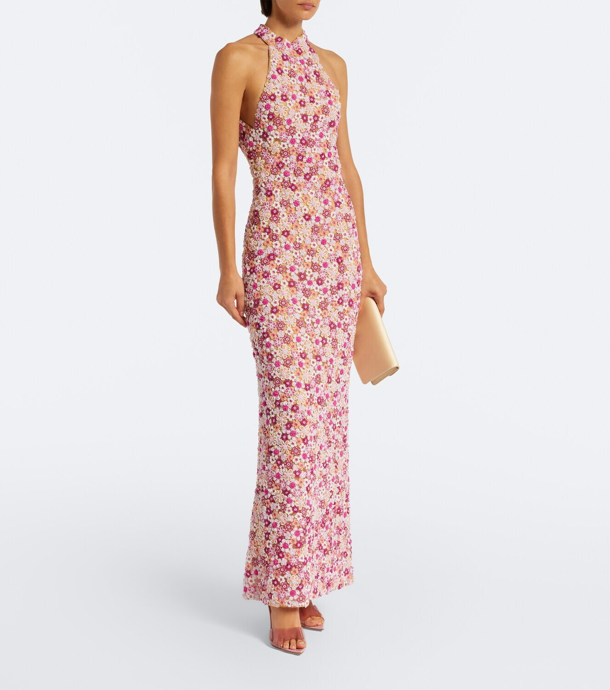 Là Fuori Afterglow Botanica beaded open-back gown