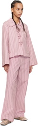 GANNI Pink Stripe Cotton Pyjama Pants