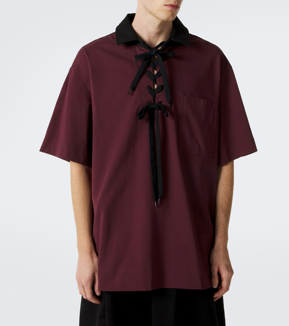 Simone Rocha Lace-up cotton polo shirt