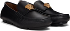 Versace Black 'La Medusa' Leather Driver Loafers