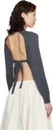 Cordera Gray Merino Wool Open-Back Cardigan