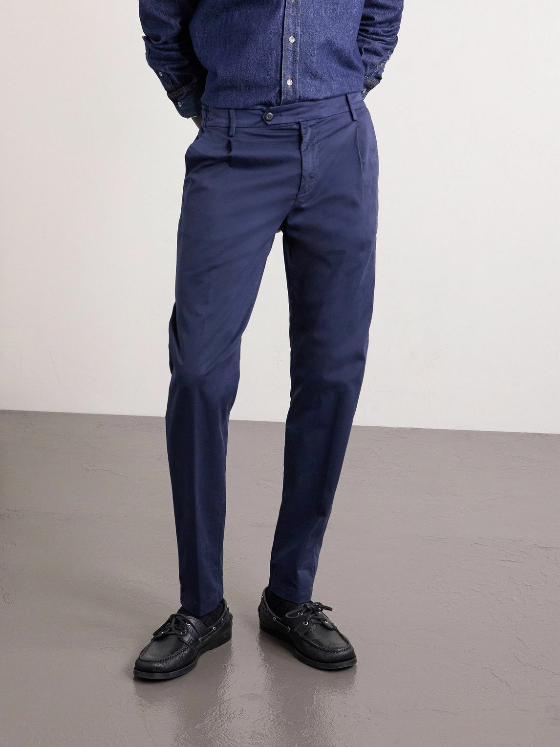 Eleventy - Slim-Fit Cotton-Blend Twill Chinos - Blue