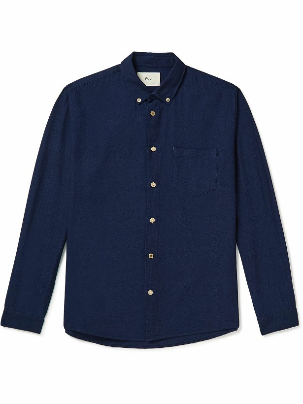 Photo: Folk - Button-Down Collar Cotton Shirt - Blue