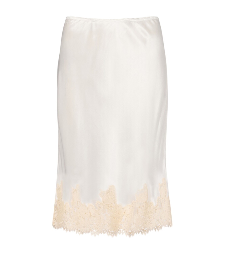 Photo: Dôen Elowette lace-trimmed silk satin midi skirt