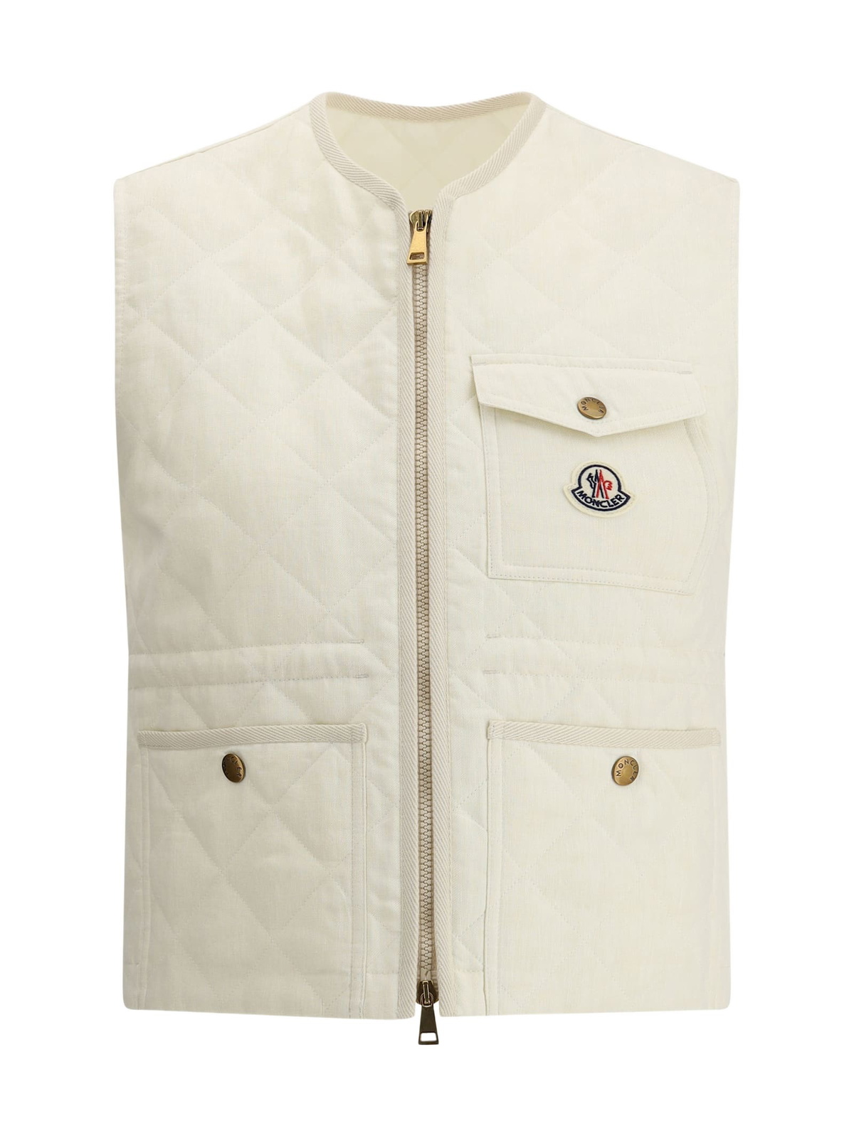 【送料&関税込】Moncler vigny White Linen Vest Moncler vigny White Linen Vest Moncler