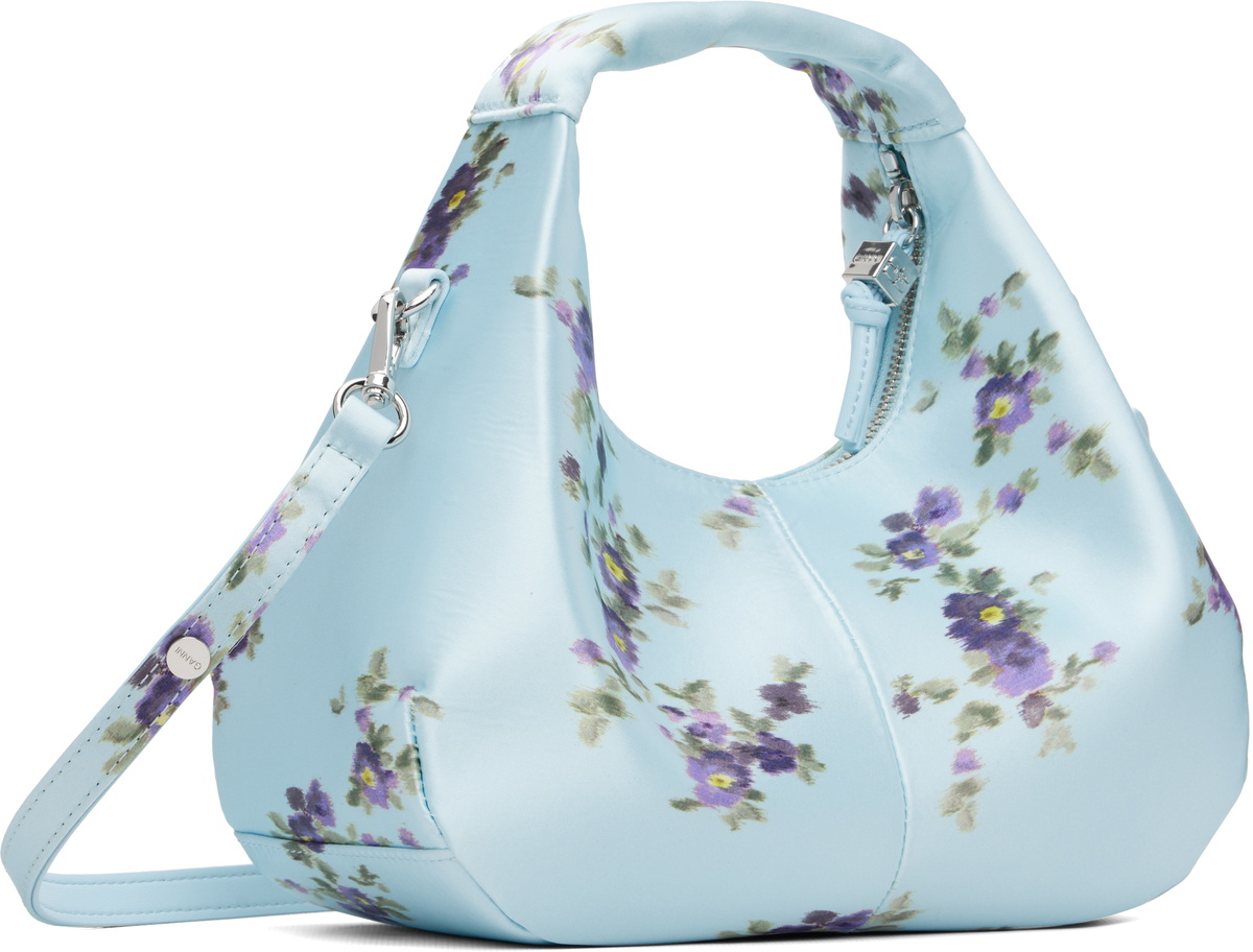 GANNI Blue Printed Satin Mini Bag