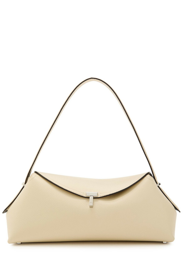 Photo: Toteme T-lock Grained Leather Shoulder bag - Ivory - One Size