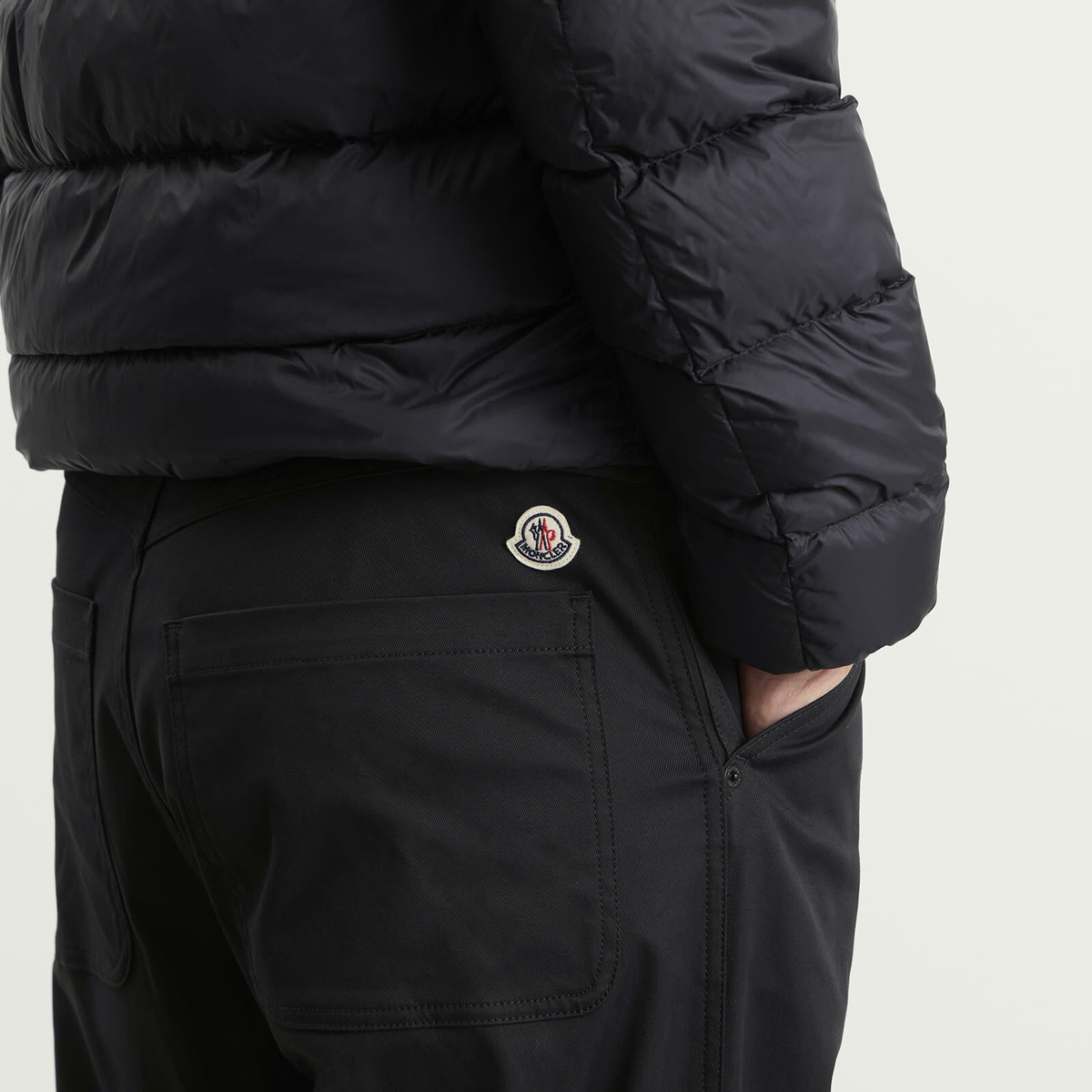 Moncler Men's Gabardine Cotton Trousers in Black