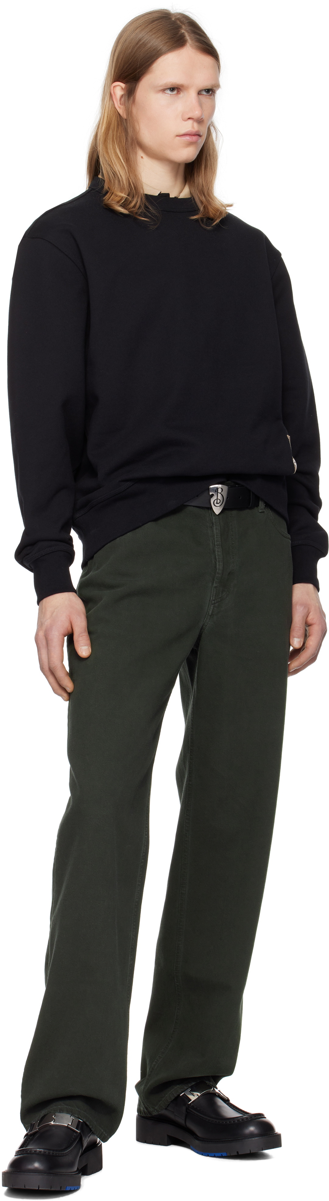 Burberry Black Check Label Cotton Sweatshirt