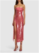 THE ATTICO - Sequined Strapless Midi Dress