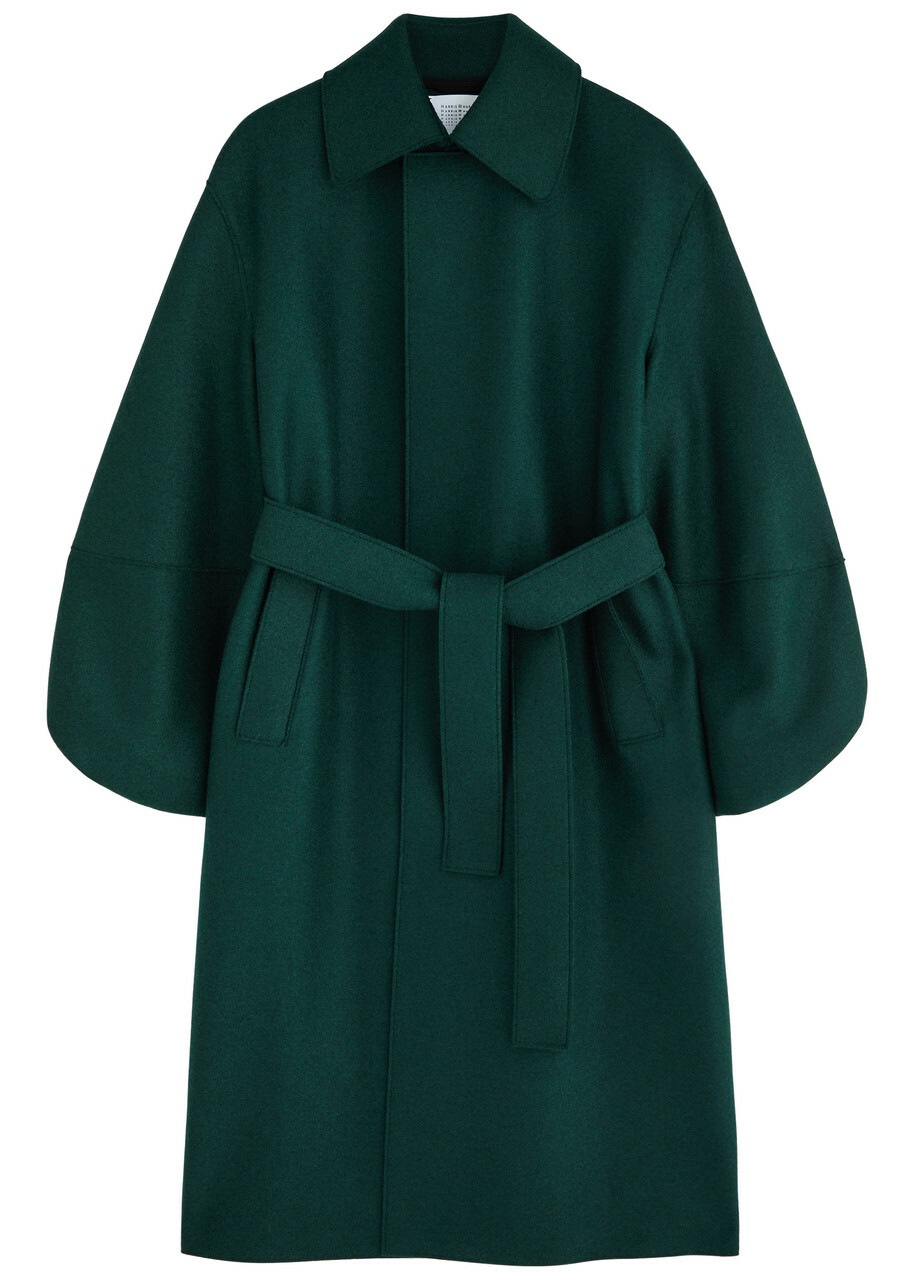 Harris Wharf London Belted Wool Coat Green