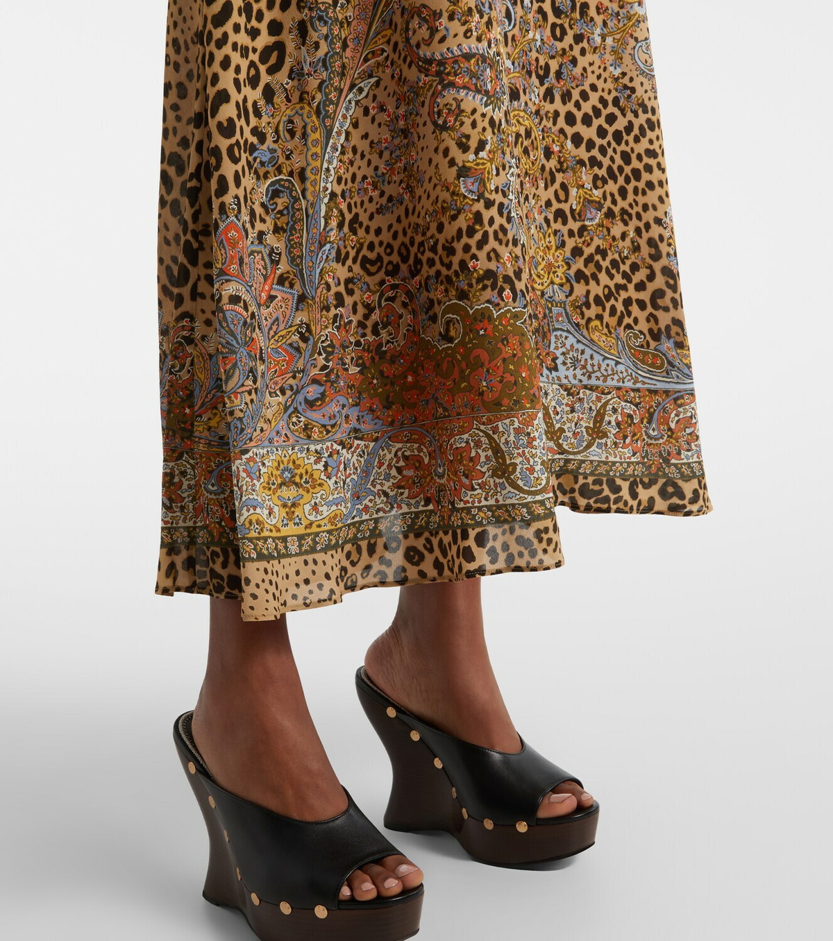 Etro Paisley leopard-print midi dress