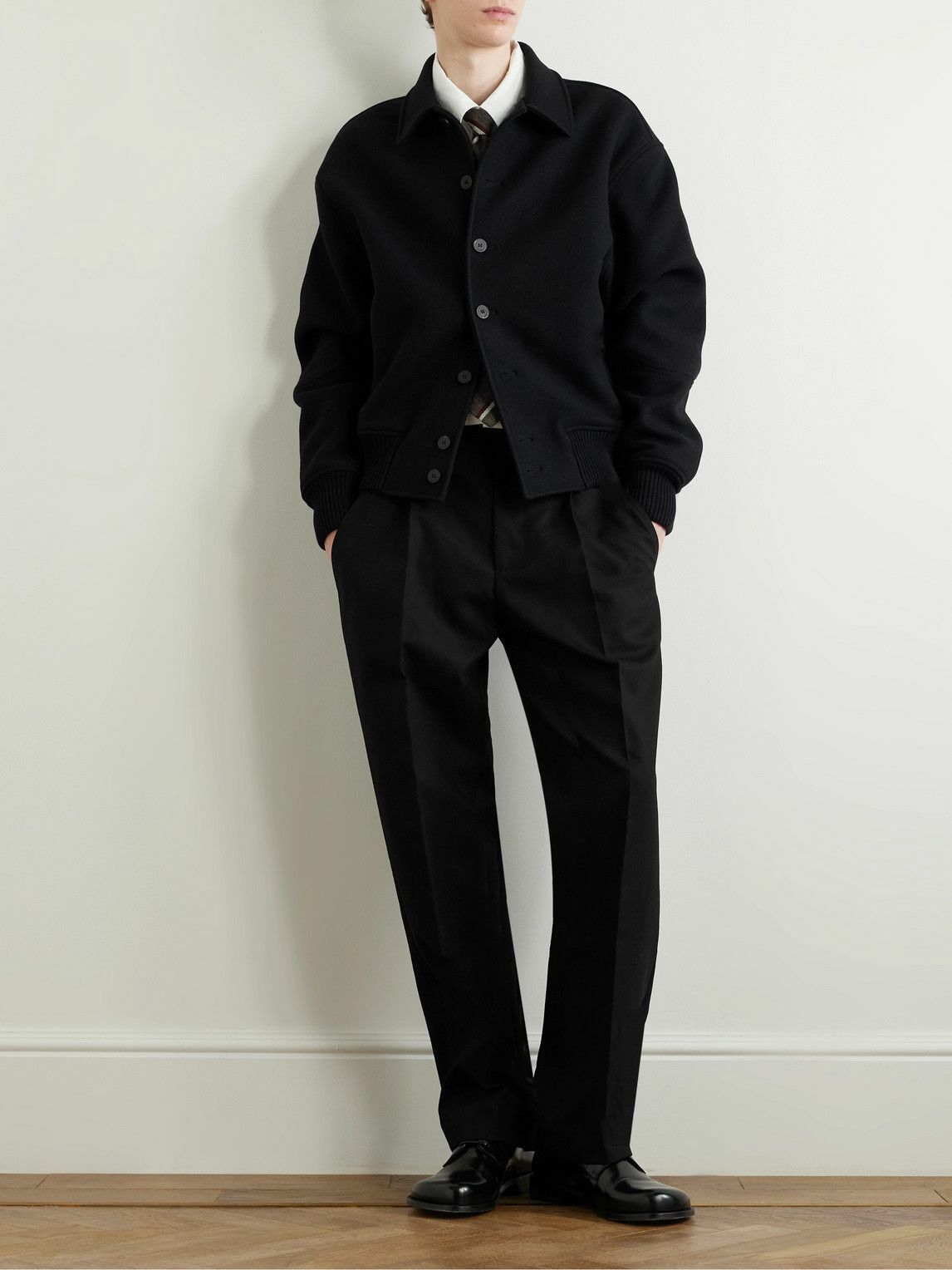 Jacquemus - Croisière Tapered Pleated Cotton Trousers - Black