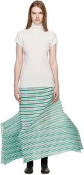 ISSEY MIYAKE Green Generic Stripes Machine Pleats Midi Skirt