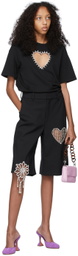 AREA Black Heart Cut-Out Shorts