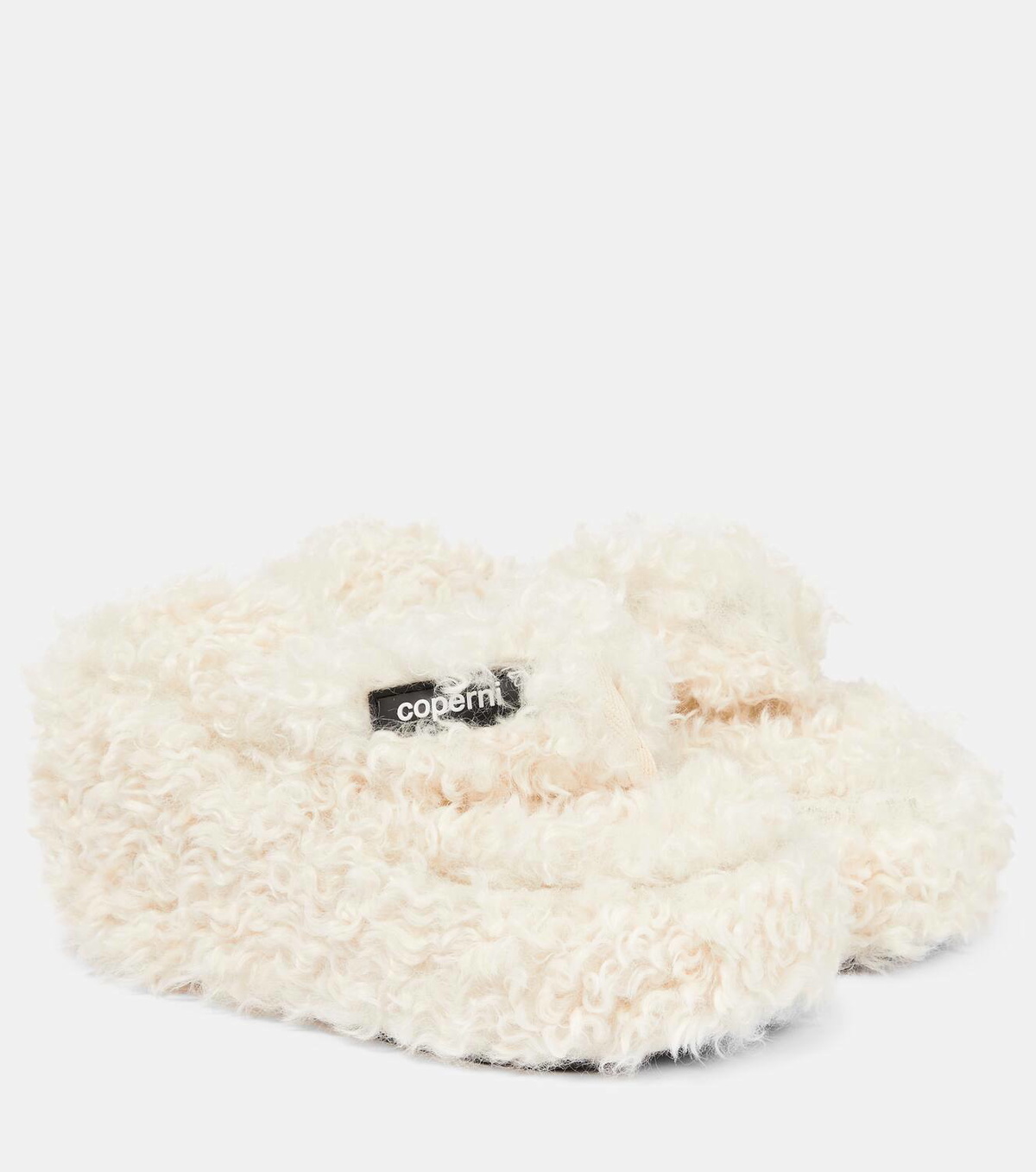 Coperni Faux shearling platform thong sandals