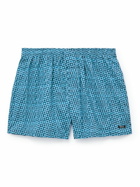 Zegna - Slim-Fit Printed Stretch-Cotton Poplin Boxer Shorts - Blue