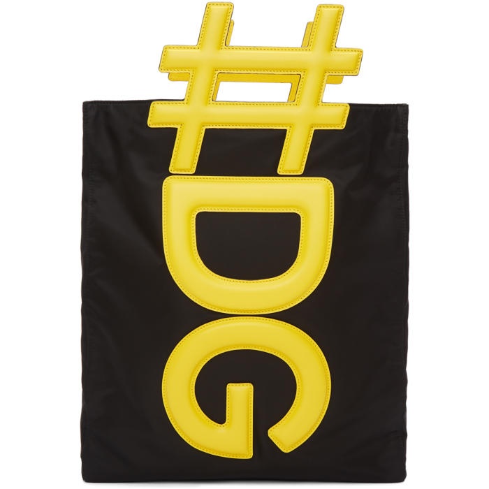 Photo: Dolce and Gabbana Black and Yellow Logo Tote 